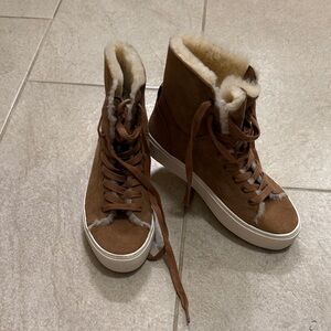 UGG Brown Shearling Lined High-Top Sneakers size 7 women’s